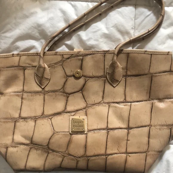 Dooney & Bourke Tan Croc-Embossed Tote - Picture 1 of 11